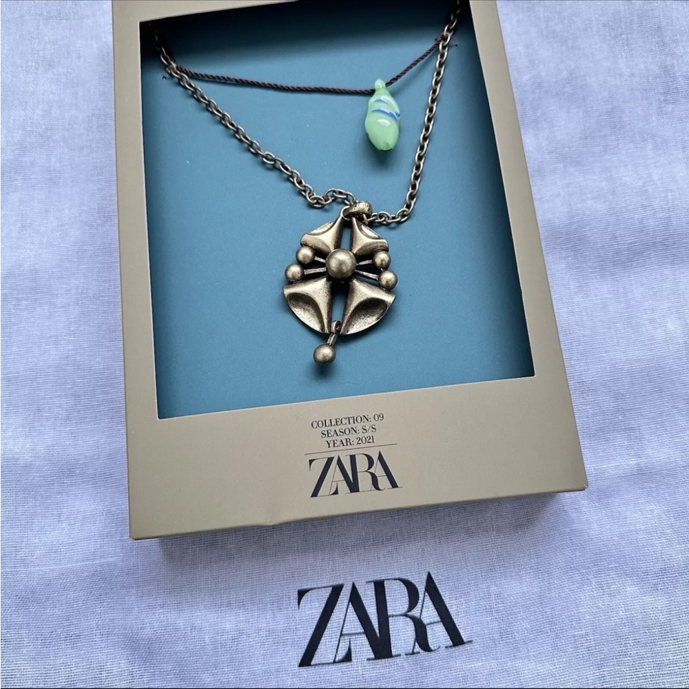 New Zara Two Pack of Glass Bead Golden Boho Necklaces